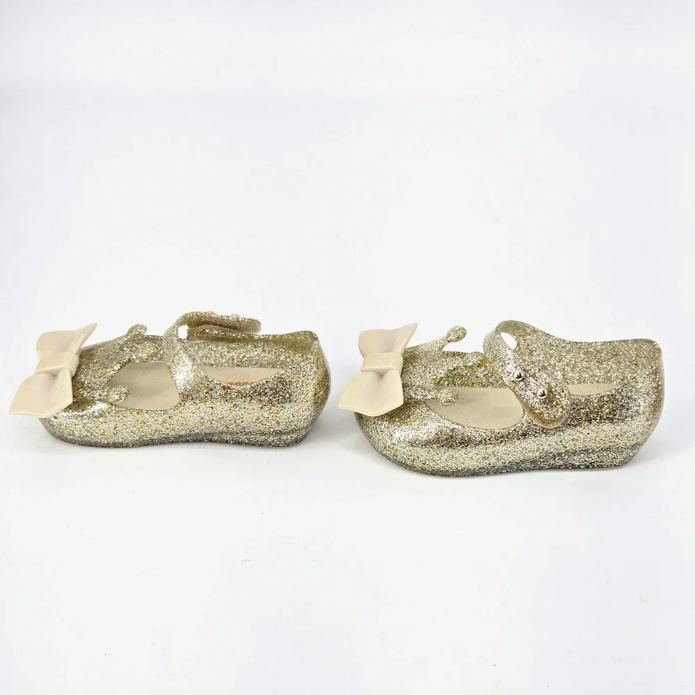 Mini DD Kids Sparkly Crown Jelly Flats Mary Jane Dress Shoes Lot Of 2 Size 5